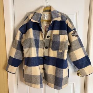 Boundless North coat in provincial blue and cream Nordstrom flannel NWT